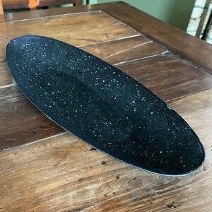 Vintage Flintwood Mid-Century Modern Elongated Bowl, Black Speckle